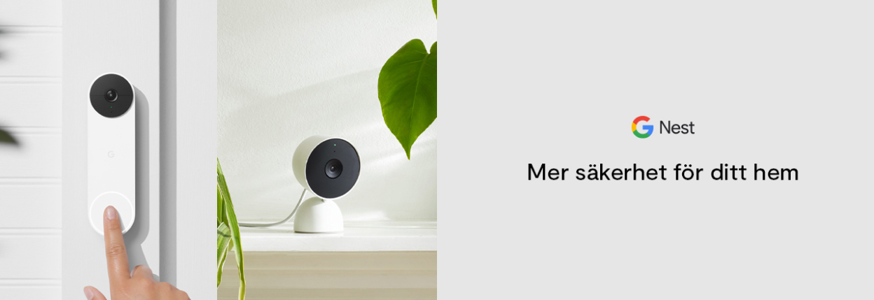 Google Nest Audio und glückliche Frau